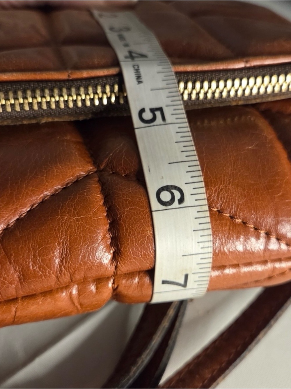 Patricia Nash vintage Cognac leather Crossbody bag quilted tassel - Picture 11 of 13